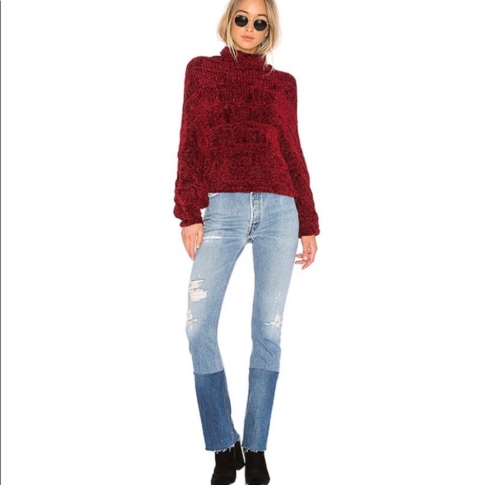FREE PEOPLE Velvet Dreams Pullover Sweater is Wine Small-S New With Defects $198